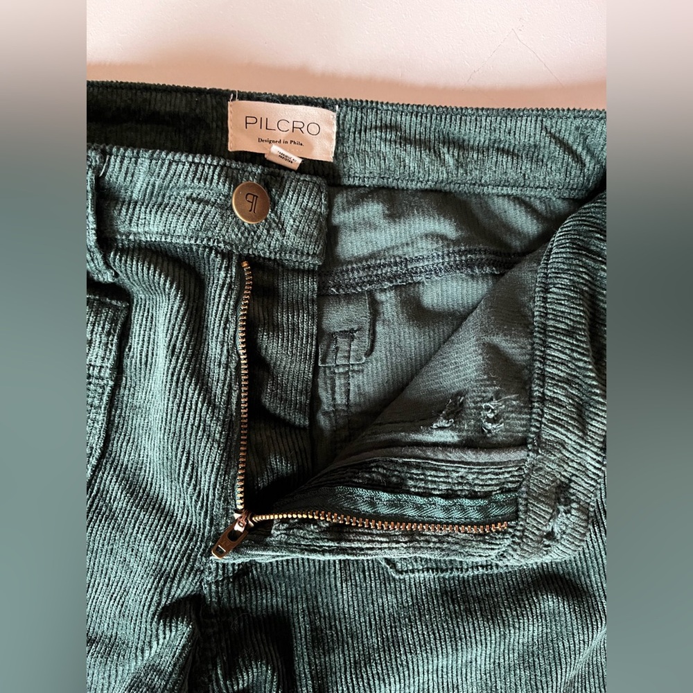 Anthropologie Pilcro Icon Flare Corduroy Pants Jeans Corduroy Emerald Green 26 - Picture 3 of 6